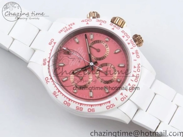 MiroTime 1231 TopPick Daytona AET White Solid Ceramic Case and Bracelet Pink Dial ZF 1:1 Best Edition SH 1650